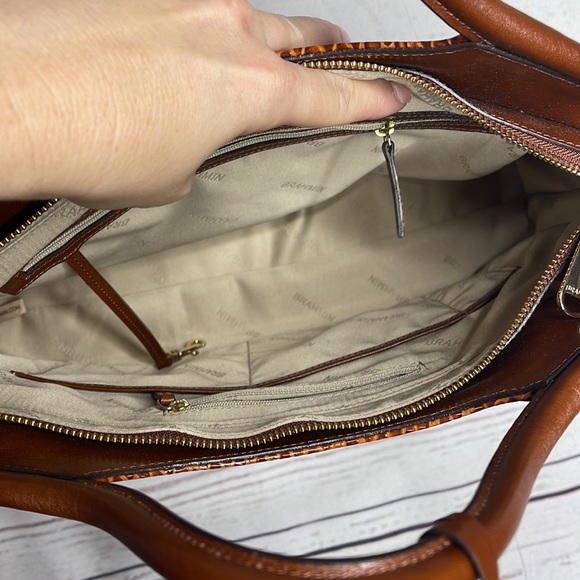 NWT Brahmin Elaine Satchel Bag in Nutmeg Janeway! - Picture 10 of 12